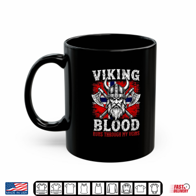 Mug Viking Blood Runs Through My Veins Norway Flag Norwegian Shirt