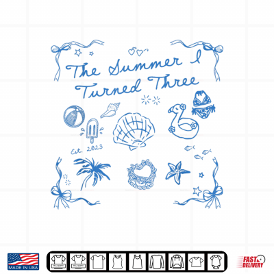 Design Summer I Turned Three Est 2023 Third Bday 3 Year Old Girl Shirt