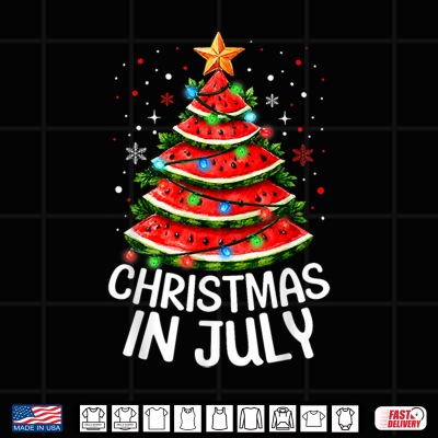 Design Watermelon Xmas Tree Summer Men Women Kids Shirt