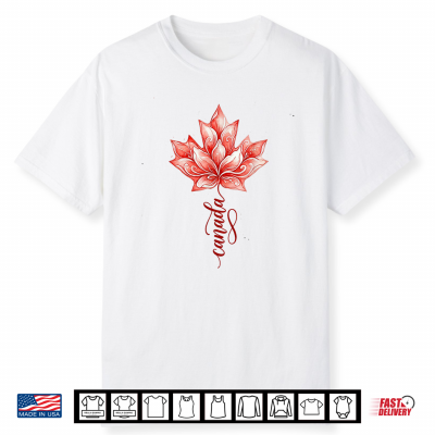 Canada Floral Maple Leaf Watercolor Canada Shirt