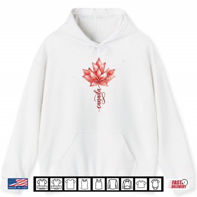 Hoodie Canada Floral Maple Leaf Watercolor Canada Shirt