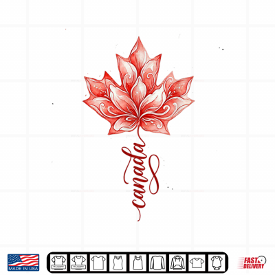 Design Canada Floral Maple Leaf Watercolor Canada Shirt