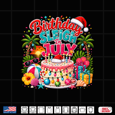 Design Birthday Sleigh in July Christmas in July Fun Birthday Party Shirt