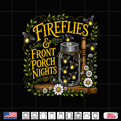 Design Fireflies and Front Porch Nights Rustic Floral Lover Vintage Shirt