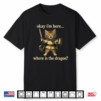 Okay Im Here Where Is The Dragon Funny Cat Coffee Shirt