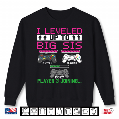 Sweatshirt Leveled Up to Big Sister Again 2027 Promoted to Big Sister Shirt