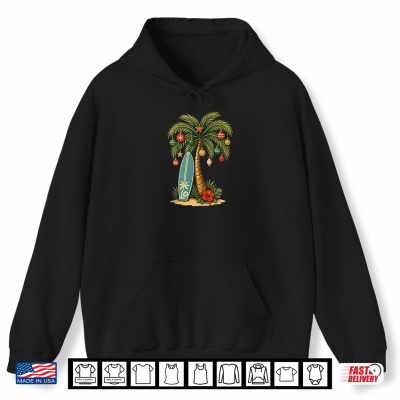 Hoodie Tropical Christmas Palm Tree Surf Beach Holiday Shirt