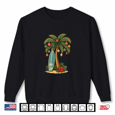 Sweatshirt Tropical Christmas Palm Tree Surf Beach Holiday Shirt