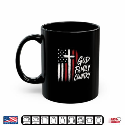 Mug American Flag with Cross God Family Country Design Shirt