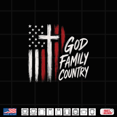 Design American Flag with Cross God Family Country Design Shirt