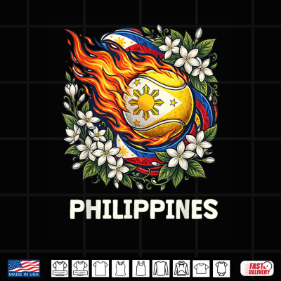 Design Filipino Tennis Pride Tee Blazing Ball Sampaguita Flower Shirt