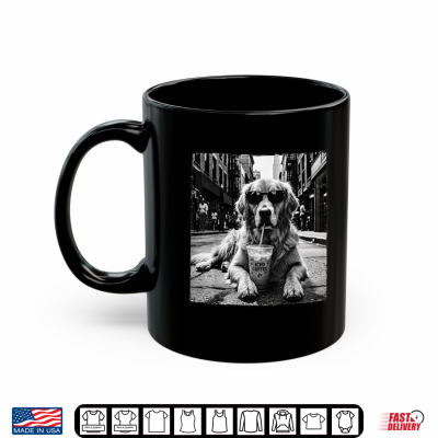 Mug Golden Retriever Drinking Iced Milk Coffee Dog Lover Art Shirt