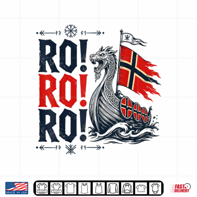 Design Norway Ro Shirt Norwegian Heritage Viking Ship Flag Boat Shirt
