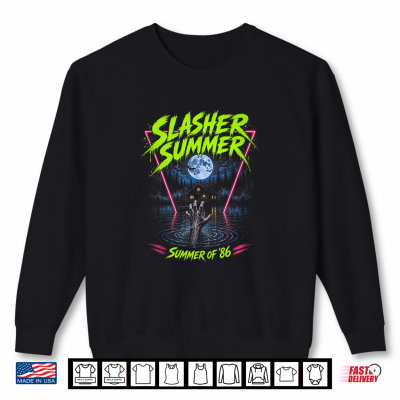 Sweatshirt Slasher Summer 1986 Retro Horror Movie Summerween Graphic Shirt