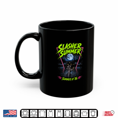 Mug Slasher Summer 1986 Retro Horror Movie Summerween Graphic Shirt