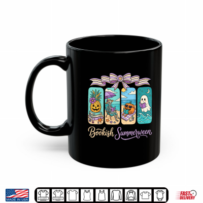 Mug Summerween Beach Reading Ghost Pumpkin Skeleton Book Lover Shirt