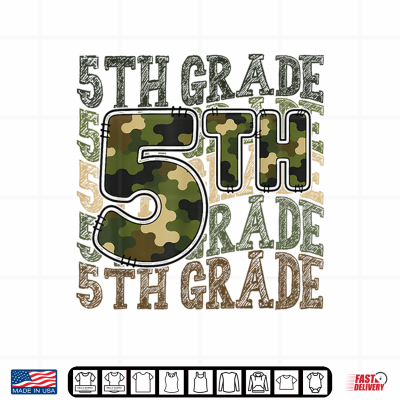 Design Camo 5th Grade Team Squad Back to School Fifth Grade Crew Shirt