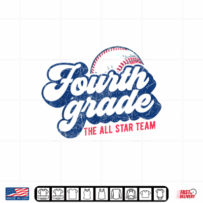 Design Fourth Grade Baseball Theme Back to School 4th Grade Shirt