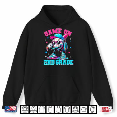 Hoodie Game On 2nd Grade Drip Baseball Back to School Kid Shirt