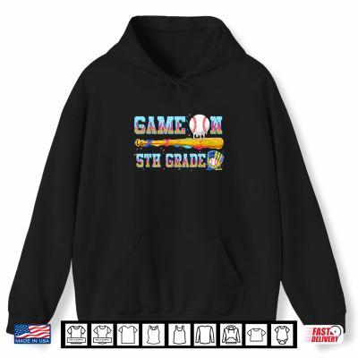 Hoodie Game On 5th Grade Baseball Drip Ice Cream Back to School Shirt