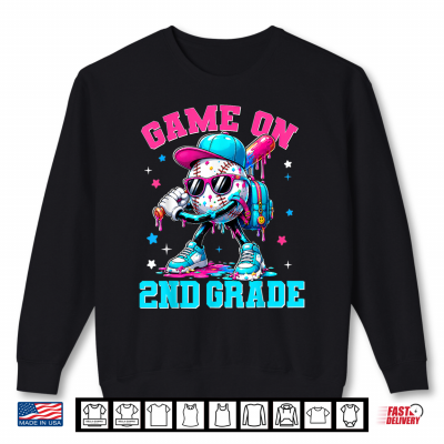 Sweatshirt Game On 2nd Grade Drip Baseball Back to School Kid Shirt