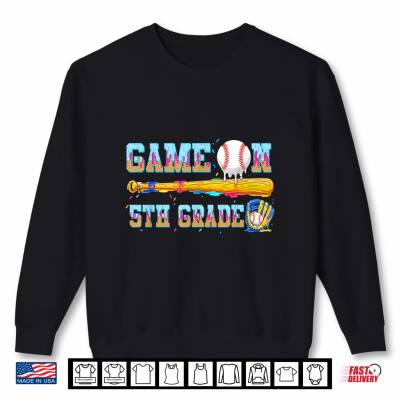 Sweatshirt Game On 5th Grade Baseball Drip Ice Cream Back to School Shirt