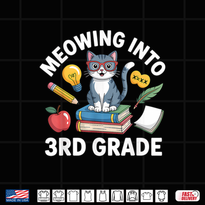 Design Funny Meowing Into 3rd Grade Cat Lovers Back to School Shirt