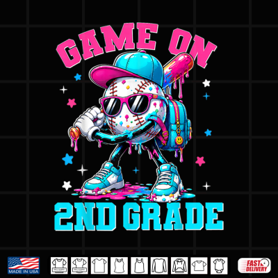 Design Game On 2nd Grade Drip Baseball Back to School Kid Shirt