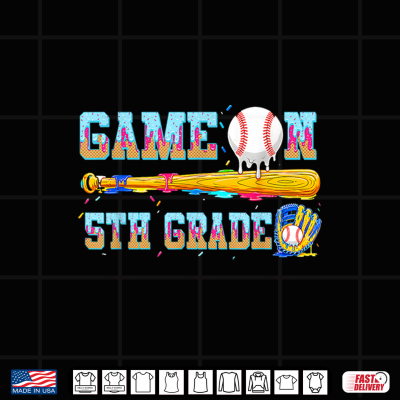 Design Game On 5th Grade Baseball Drip Ice Cream Back to School Shirt