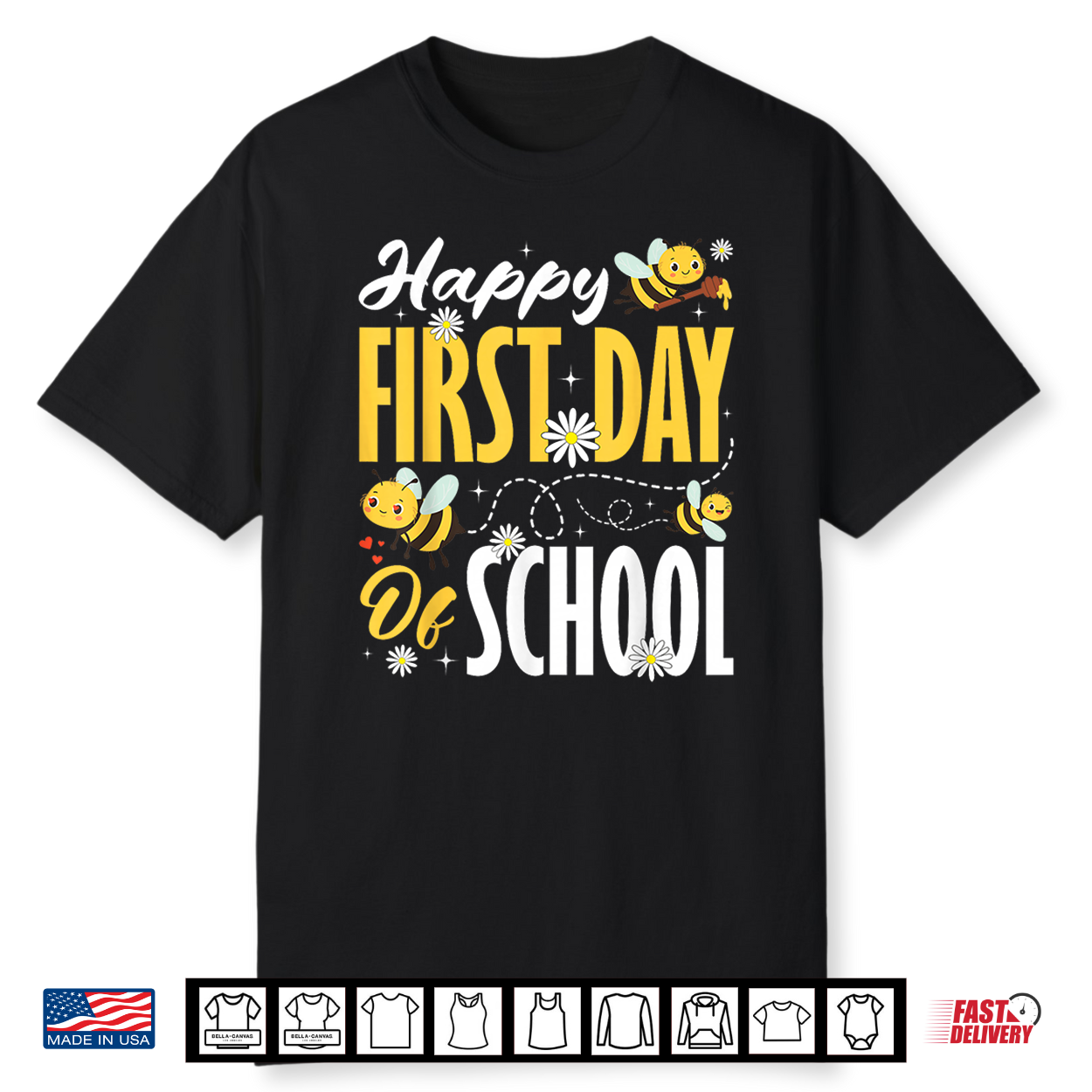 Happy First Day Of School Bees Back To School Students Kids Shirt Happy First Day Of School Bees Back To School Students Kids Shirt