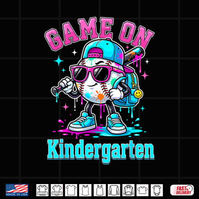 Design Game On Kindergarten Baseball Drip Ice Cream Player Kid Shirt