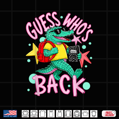 Design Guess Whos Back Again Gator Funny Back to School Kid Shirt
