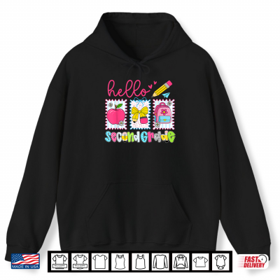 Hoodie Preppy Hello Second Grade Team Back to School Teachers Kids Shirt