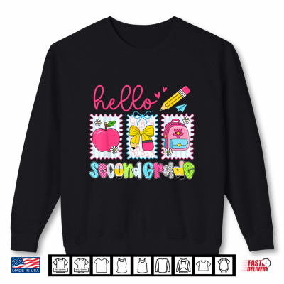 Sweatshirt Preppy Hello Second Grade Team Back to School Teachers Kids Shirt