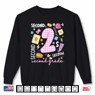 Sweatshirt Preppy Second Grade Back to School Teacher Kid Shirt