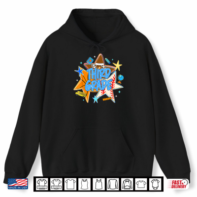 Hoodie Retro Back to School Stars Team Sports Third Grade Kid Shirt