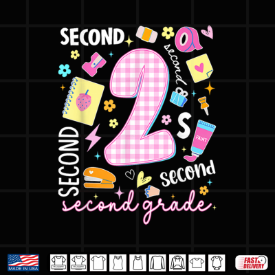Design Preppy Second Grade Back to School Teacher Kid Shirt