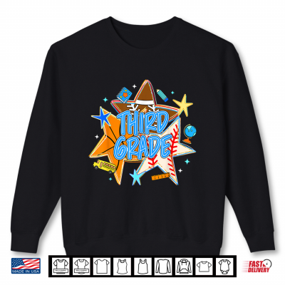 Sweatshirt Retro Back to School Stars Team Sports Third Grade Kid Shirt
