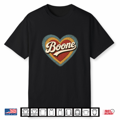 Boone Retro Vintage Heart Love Typography Design Shirt