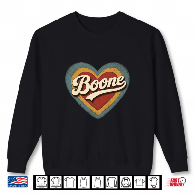 Sweatshirt Boone Retro Vintage Heart Love Typography Design Shirt