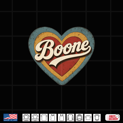 Design Boone Retro Vintage Heart Love Typography Design Shirt