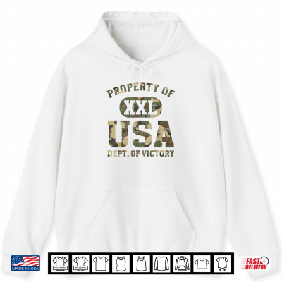 Hoodie Property of USA Department of Victory Patriotic America Camo Shirt