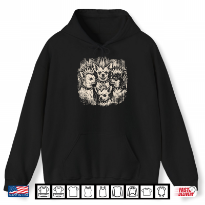 Hoodie Vintage Punk Chihuahua Mohawk Spiked Collar Rock Dog Lover Shirt