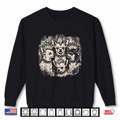 Sweatshirt Vintage Punk Chihuahua Mohawk Spiked Collar Rock Dog Lover Shirt