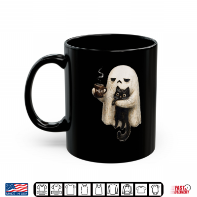 Mug Ghost Cat Spooky Black Cat Funny Halloween Coffee Lover Shirt