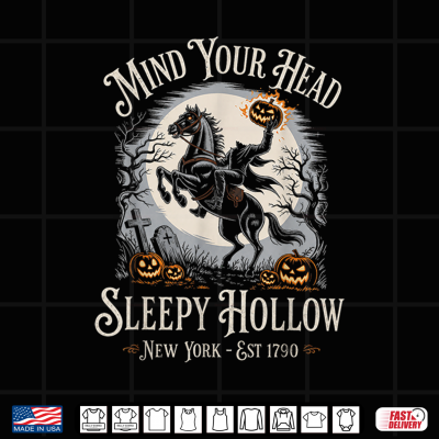 Design Vintage Mind Your Head Sleepy Hollow Headless Horseman Shirt