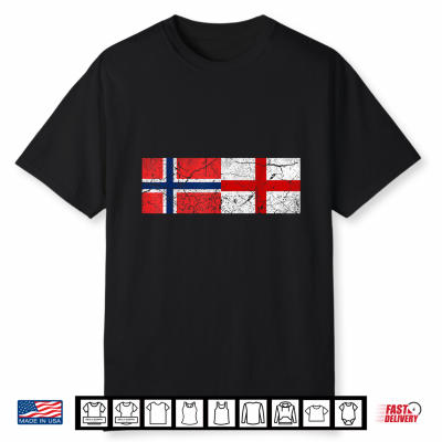 Cool England Norway Flags Proud English Norwegian Fans Pride Shirt