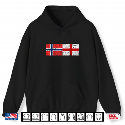 Hoodie Cool England Norway Flags Proud English Norwegian Fans Pride Shirt