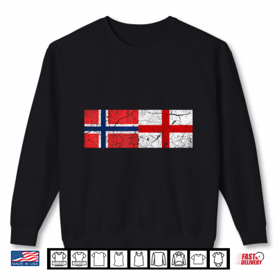 Sweatshirt Cool England Norway Flags Proud English Norwegian Fans Pride Shirt