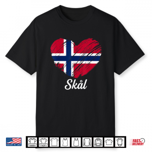 Norway Skal Norwegian Norge Flag Heart Roots Women Kids Shirt